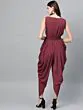 Women Burgundy Solid Dhoti Style Jumpsuit