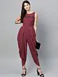 Women Burgundy Solid Dhoti Style Jumpsuit