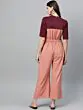 Women Dusty Pink & Burgundy Colourblocked Basic Jumpsuit