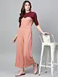 Women Dusty Pink & Burgundy Colourblocked Basic Jumpsuit