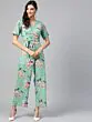 Green & Lavender Printed Basic Jumpsuit