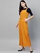 Women Mustard Yellow Solid Basic Jumpsuit with T-shirt