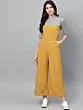 Women Mustard Yellow & Grey Melange Colourblocked Basic Jumpsuit