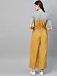 Women Mustard Yellow & Grey Melange Colourblocked Basic Jumpsuit