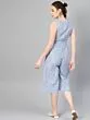 Women Blue & White Striped Culotte Jumpsuit
