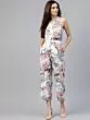 Women White & Pink Printed Culotte Jumpsuit
