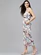 Women White & Pink Printed Culotte Jumpsuit