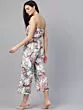 Women White & Pink Printed Culotte Jumpsuit