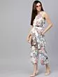Women White & Pink Printed Culotte Jumpsuit