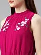 Women Pink Solid Basic Jumpsuit With Embroidered Detailing