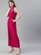 Women Pink Solid Basic Jumpsuit With Embroidered Detailing