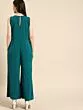Women Teal Blue Solid Basic Jumpsuit with Embroidered Detailing