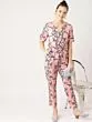 Women Pink & Navy Blue Printed Basic Jumpsuit