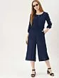Women Navy Blue Solid Culotte Jumpsuit