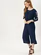 Women Navy Blue Solid Culotte Jumpsuit