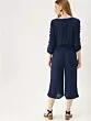 Women Navy Blue Solid Culotte Jumpsuit