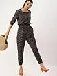 Women Black & Beige Printed Basic Jumpsuit