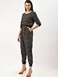 Women Black & Beige Printed Basic Jumpsuit