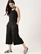 Black Solid Culotte Jumpsuit