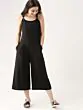 Black Solid Culotte Jumpsuit