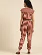 Women Maroon & Off-White Striped Basic Jumpsuit