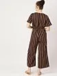 Women Black & Maroon Striped Basic Jumpsuit