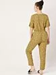 Women Mustard Yellow & Off-White Printed Basic Jumpsuit