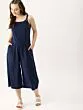 Navy Blue Solid Culotte Jumpsuit