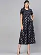 Women Navy Blue & Golden Printed Culotte Jumpsuit
