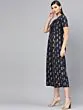 Women Navy Blue & Golden Printed Culotte Jumpsuit