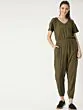 Women Olive Green Solid Basic Jumpsuit