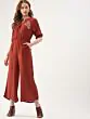 Women Rust Red Solid Basic Jumpsuit