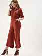 Women Rust Red Solid Basic Jumpsuit