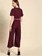 Women Maroon Solid Basic Jumpsuit