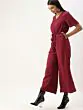 Women Maroon Solid Basic Jumpsuit