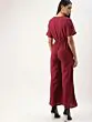 Women Maroon Solid Basic Jumpsuit