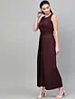 Women Burgundy Solid Layered Basic Jumpsuit