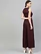 Women Burgundy Solid Layered Basic Jumpsuit