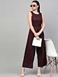 Women Burgundy Solid Layered Basic Jumpsuit