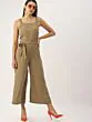 Women Mustard & Navy Blue Striped Basic Jumpsuit