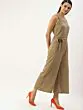 Women Mustard & Navy Blue Striped Basic Jumpsuit