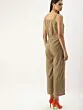 Women Mustard & Navy Blue Striped Basic Jumpsuit