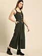 Women Olive Green Solid Basic Jumpsuit