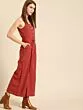 Women Rust Brown Solid Basic Jumpsuit