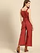 Women Rust Brown Solid Basic Jumpsuit
