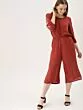 Women Rust Red Solid Culotte Jumpsuit