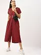 Women Red & Black Striped Culotte Jumpsuit