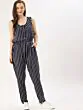Navy Blue & Off-White Striped Basic Jumpsuit