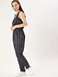 Navy Blue & Off-White Striped Basic Jumpsuit