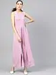 Women Lavender Solid Layered Detail Basic Jumpsuit